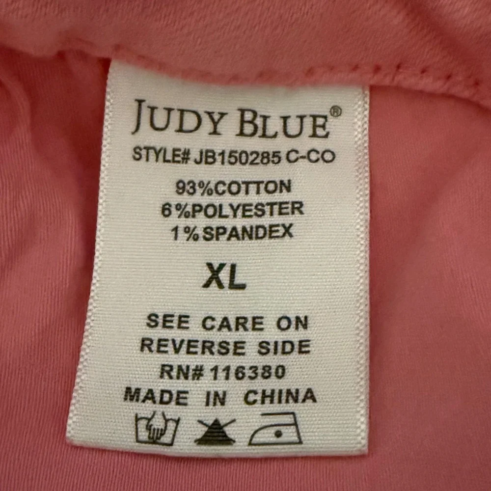 Judy Blue Pink Denim Shorts‎ Womens XL High Waisted Stretch JB150285 C-CO